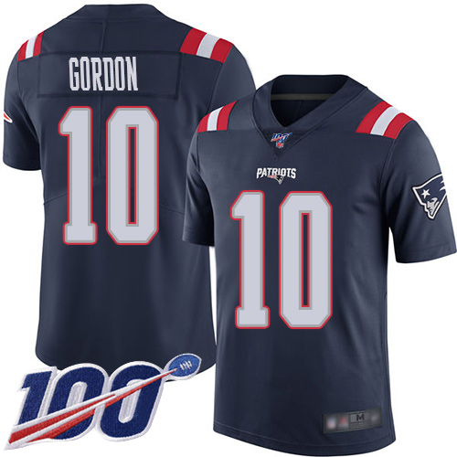 New England Patriots Football #10 100th Season Rush Limited Navy Blue Men Josh Gordon NFL Jersey->new england patriots->NFL Jersey